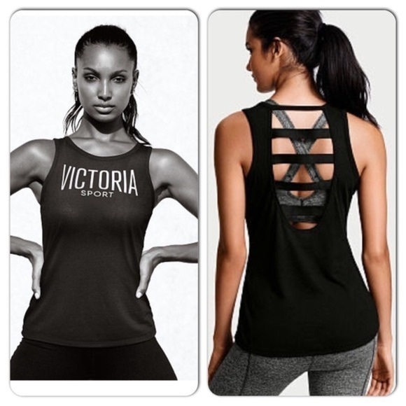 Victoria Secret Back Cut Out Muscle Tee Tank M - Picture 1 of 6